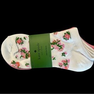 kate spade white low-cut socks with pink & green floral print 3 Pack